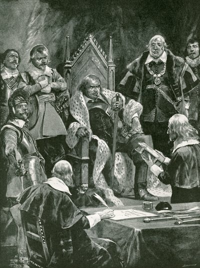 La presentación de la Biblia en la inauguración de Oliver Cromwell como Lord Protector de Richard Caton Woodville junior